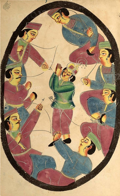 Seven heroes or warriors killing Abhimanya