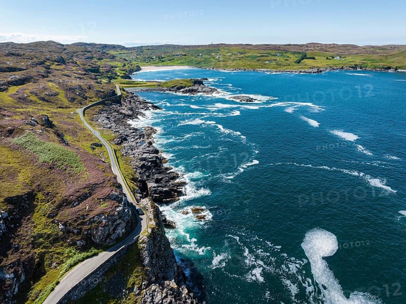 Aerial view of the single track road and scenic route B869