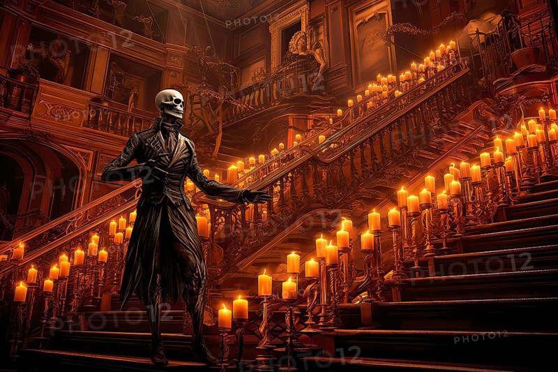 The Legendary Phantom of the Opera going down the stairs of the Paris Opera
