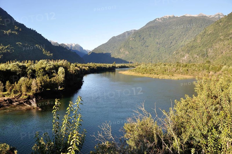 The Rio Cochamo with the valley of the same name