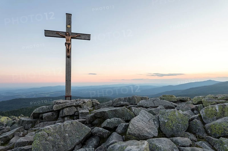 Sunset with view from the Lusen