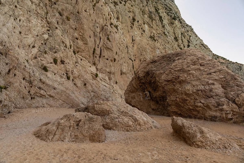 Big stones on Porto Katsiki Beach in Lefkada island
