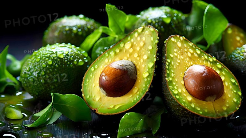 Halved avocados