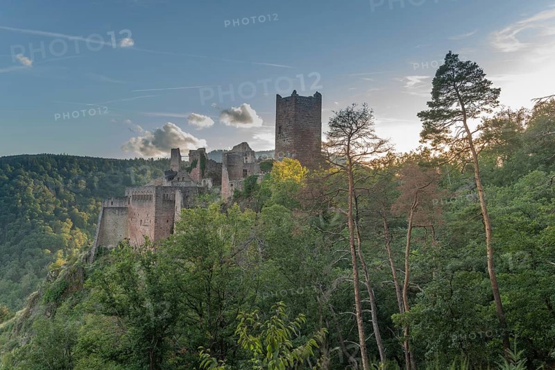 Ortisei Castle on a steep mountain. Ribeauville
