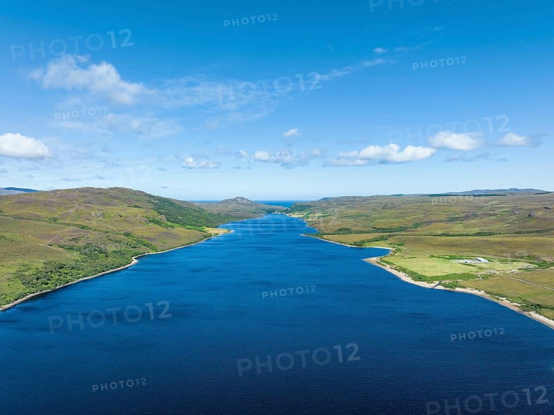 Aerial view of Loch Hope in the Northern Highlands