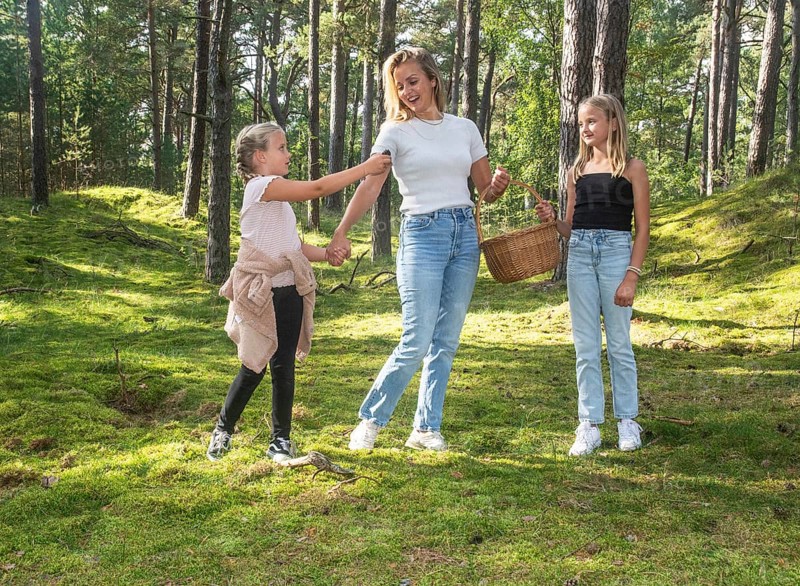 Blonde woman with two girls