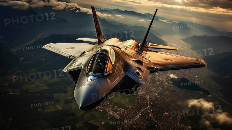 A lockheed martin F-35 fighter jet flying high in the air