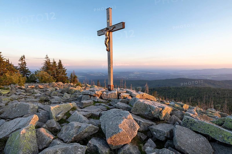 Sunset with view from the Lusen