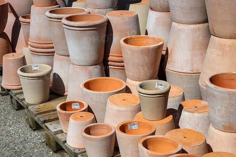Terracotta pots in a garden centre