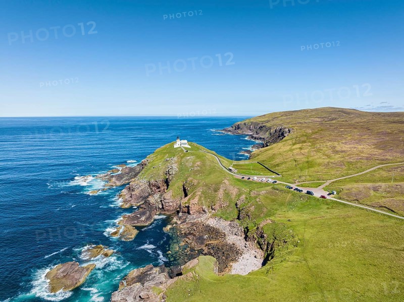 Aerial view of the lighthouse at Stoer Head