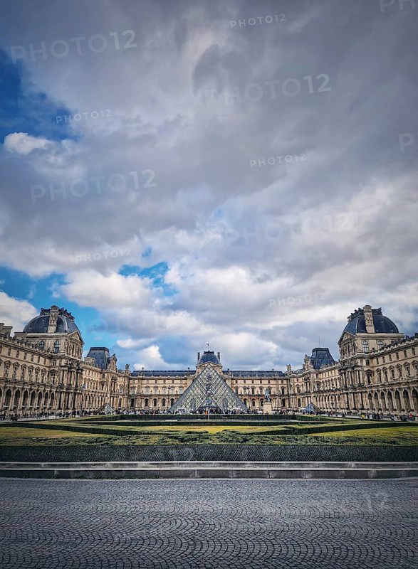 Outdoors view to the Louvre Museum in Paris