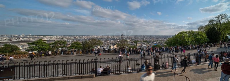 View of the city of Paris from the square in front of the Sacre-Coeur Basilica