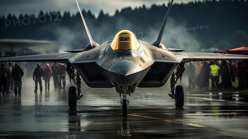 A lockheed martin F-35 fighter jet waiting on the runway