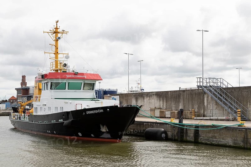 Grimmershoern sea survey vessel in the fishing port of Cuxhaven