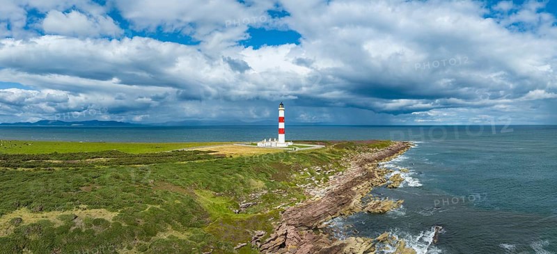 Aerial panorama of Tarbat Ness Lighthouse on the Moray Firth