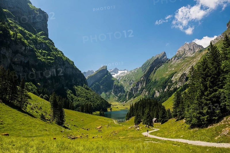 Steep mountains and lake