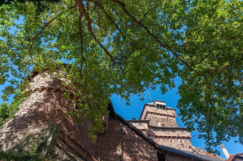 View of the tower buildings of Chateau du Haut Koenigsbourg