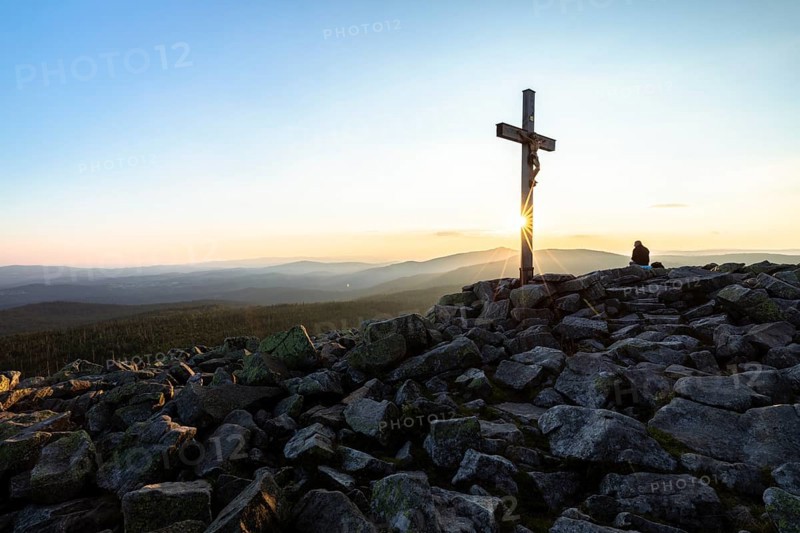 Sunset with view from the Lusen