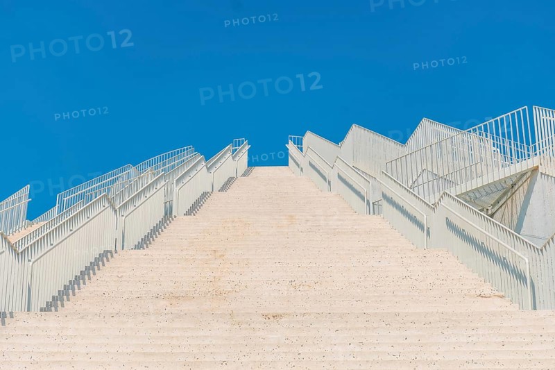 White stairs leading up to the Pyramid of Tirana in the center of Tirana. Albania