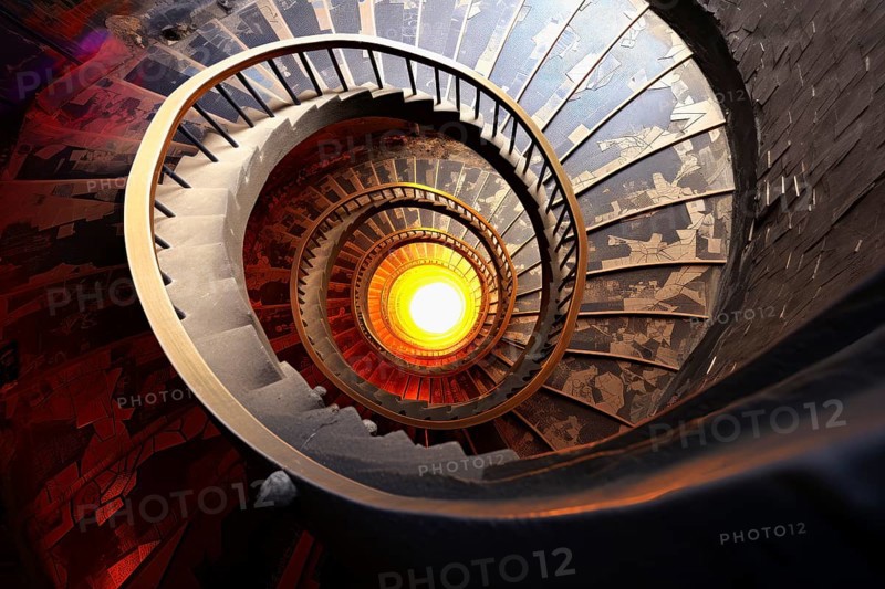 Spiral staircase descending deeply down