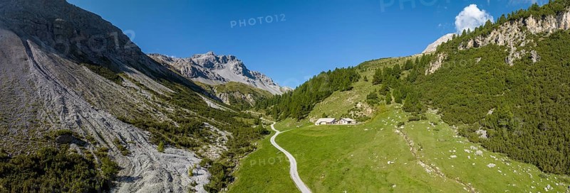 Panorama in Val Vau with view towards Val Mora
