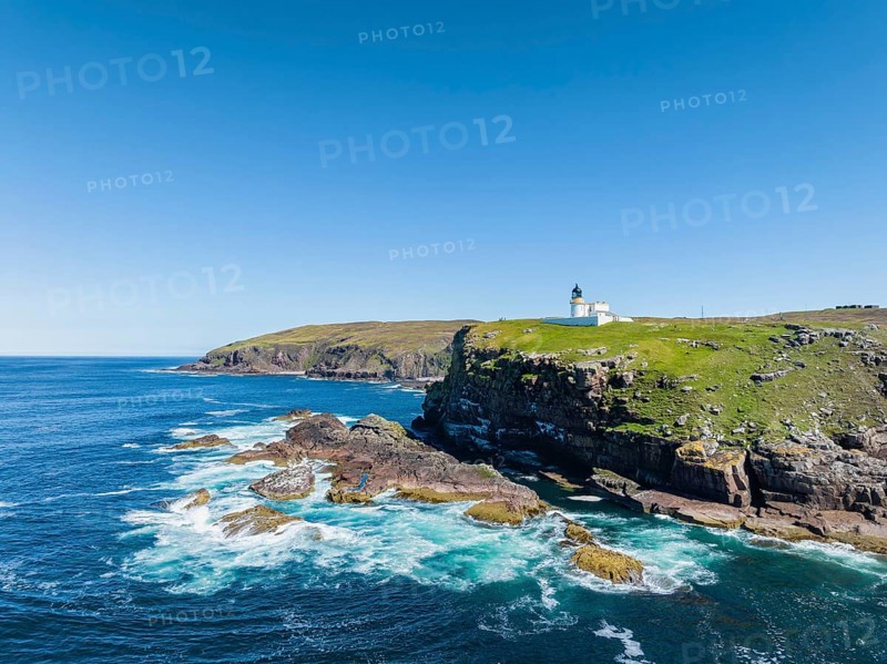 Aerial view of the lighthouse at Stoer Head