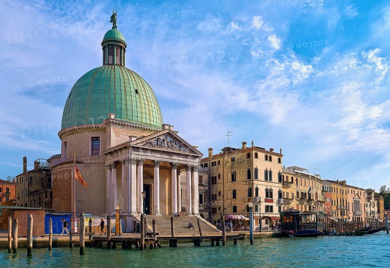Beautiful copper dome church of San Simeone Piccolo on Grand Canal