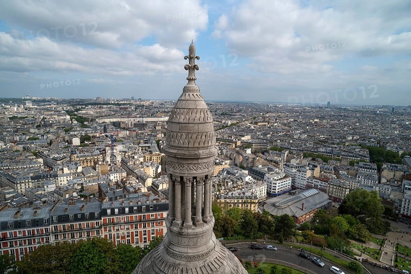 View of Paris from the tower of the Sacre-Coeur de Motmartre Basilica