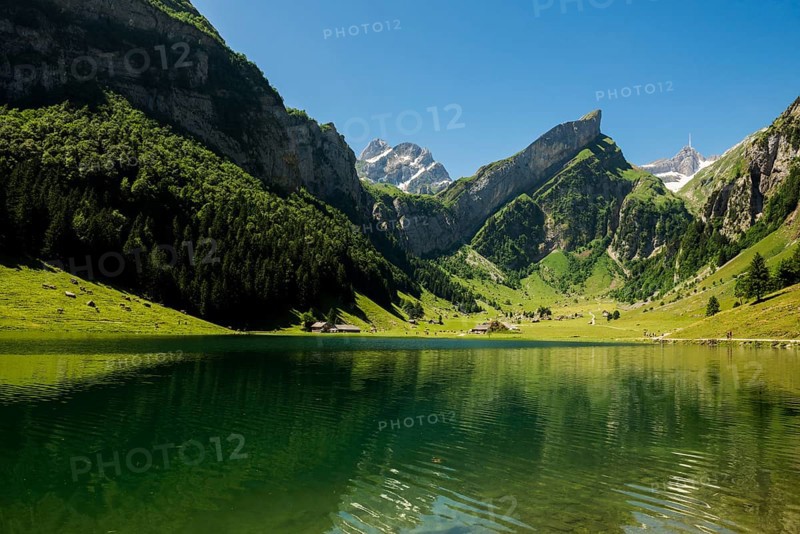 Steep mountains and lake