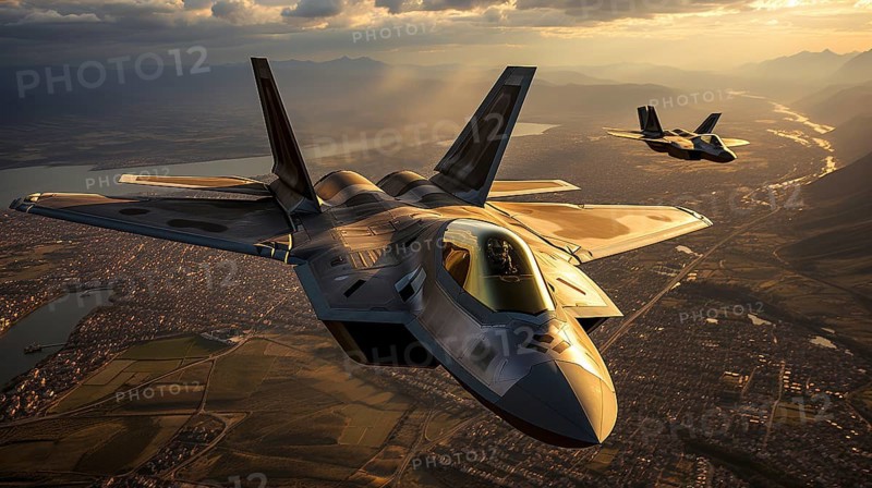 A lockheed martin F-35 fighter jet sqadron in formation