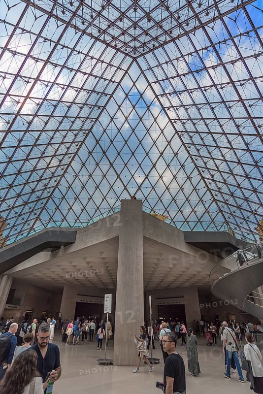Entrance hall to the Louvre under the pyramid