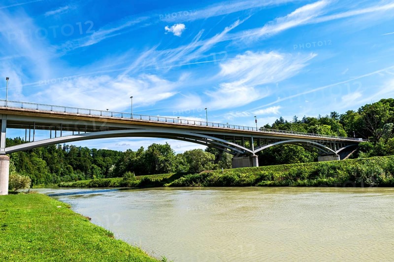 Gruenwalder Bruecke over Isar and Isarwerkkanal between Gruenwald and Pullach
