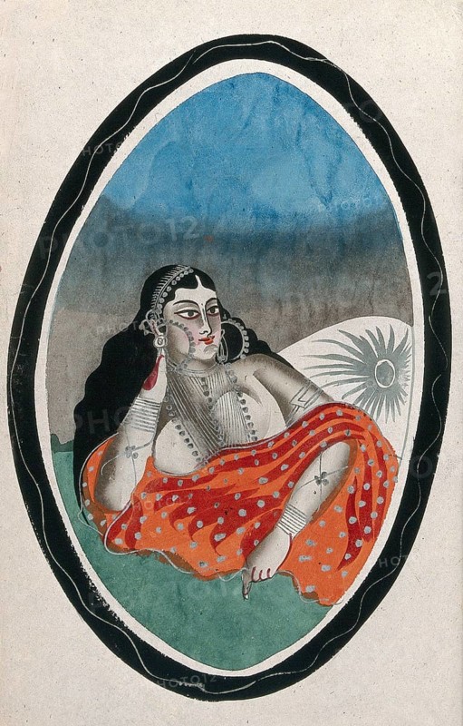 A courtesan reclining on cushions
