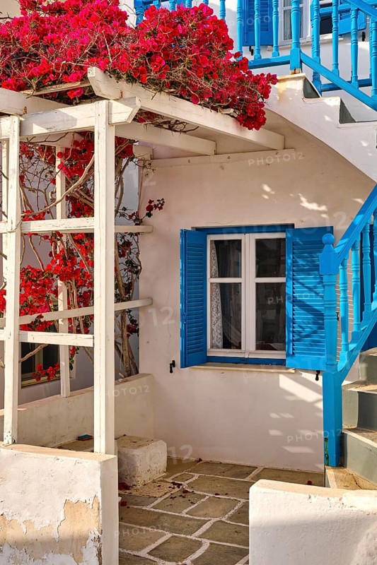 Traditional Greek house entrance and staircase