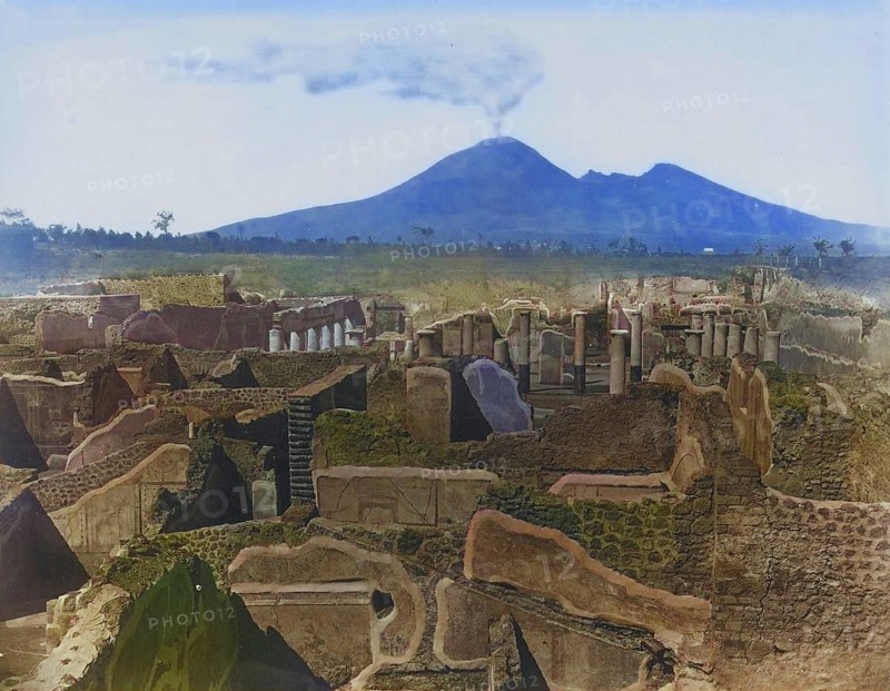 The excavations at the ruined site of Pompeii in 1880