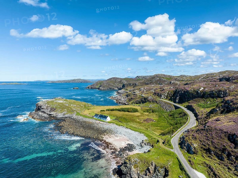 Aerial view of the single track road and scenic route B869