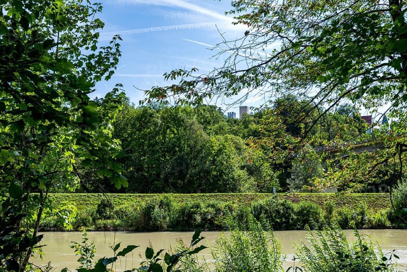 Middle embankment between the Isar and the Isarwerk canal at Gruenwalder Bruecke between Gruenwald and Pullach