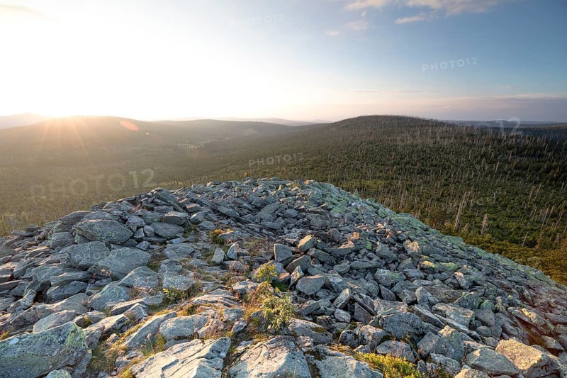 Sunset with view from the Lusen