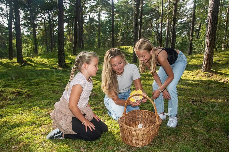 Blonde woman with two girls