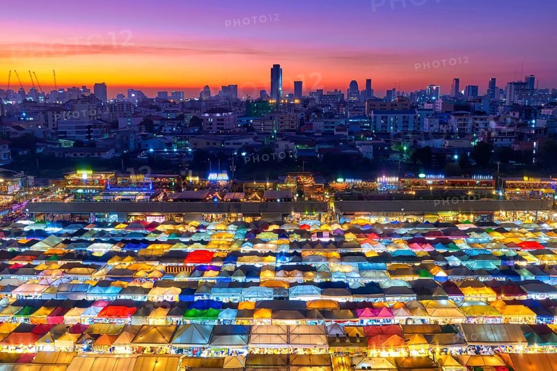 Beautiful sunset over skyline of Bangkok