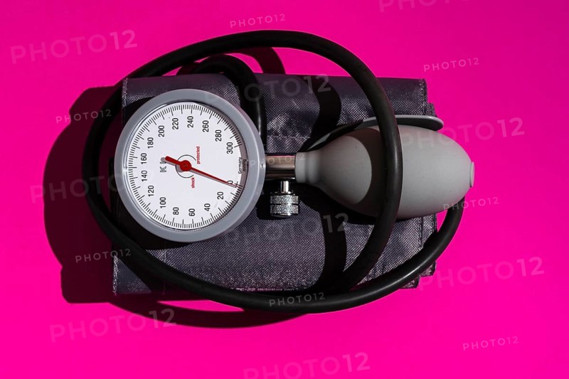 Top view on a blood pressure monitor