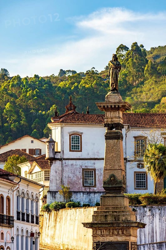 Monument in honor of Tiradentes in the central square of the historic city of Ouro Preto in Minas Gerais