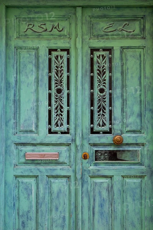 Old green front door