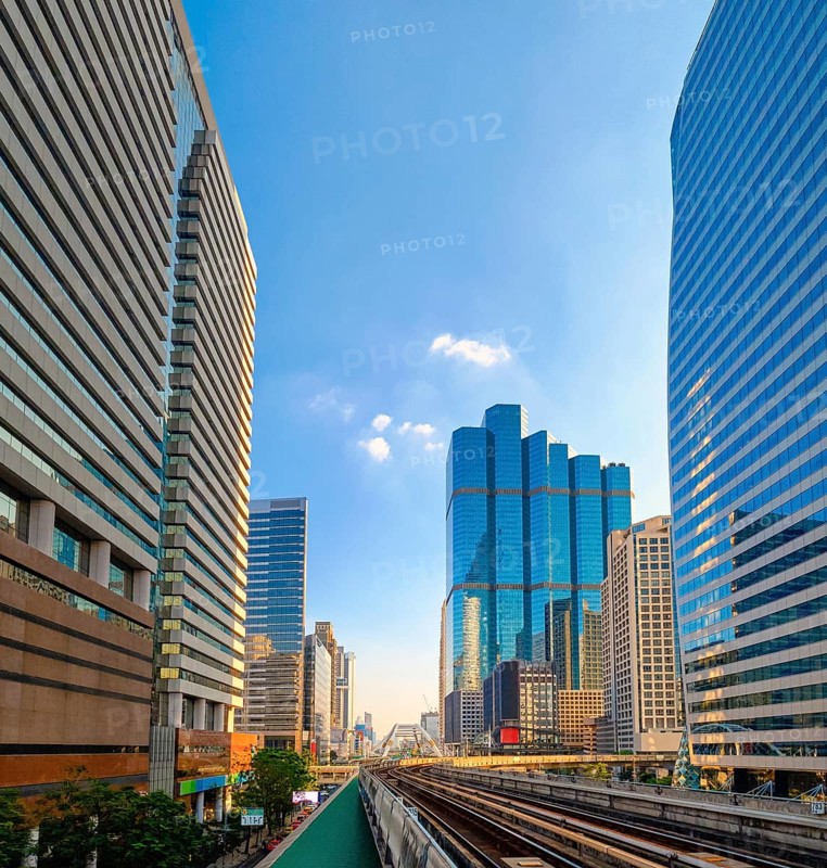 Sunny day in business downtown of Bangkok