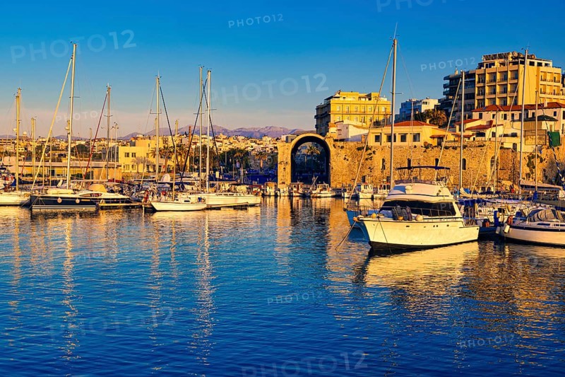Sunset in port of Heraklion