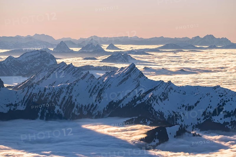 View from the Saentis to the mountains of Central Switzerland