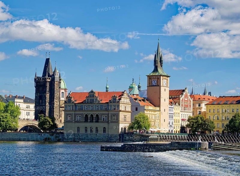 Bedrich Smetana Museum and Old Town Bridge Tower on the Vltava River