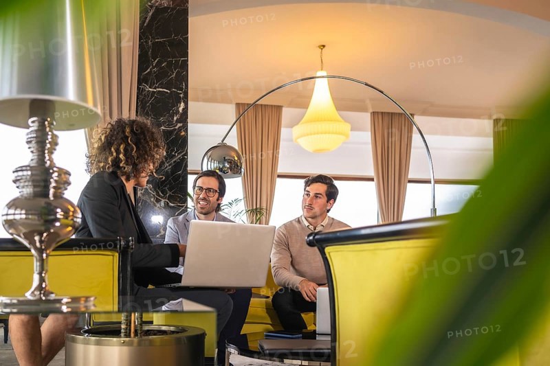 Horizontal photo with copy space of a business meeting in an hotel