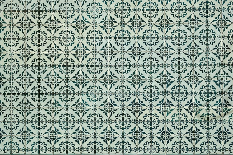 Close-up of traditional azulejo wall tiles