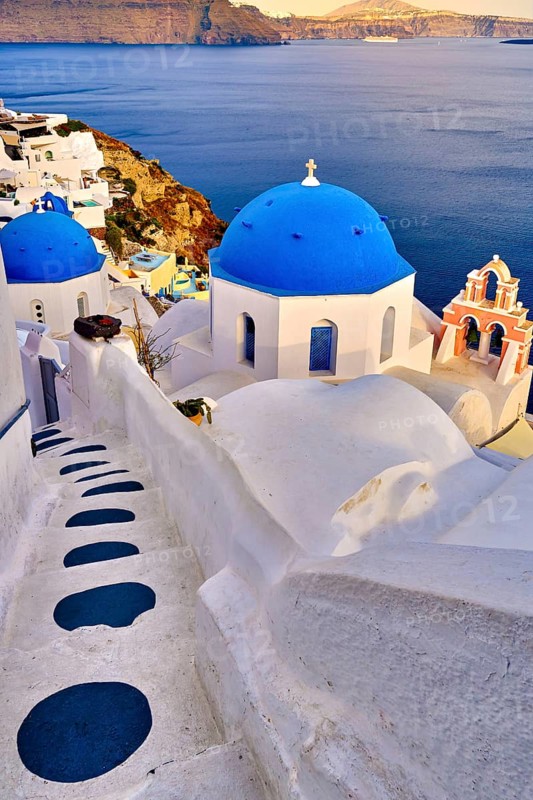 Beautiful view of Santorini island village or town
